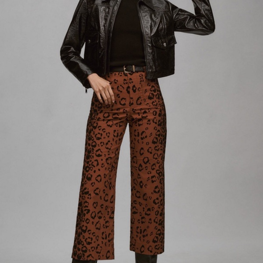 Anthropologie Maeve Colette Cheetah Wide Leg Pants NWOT